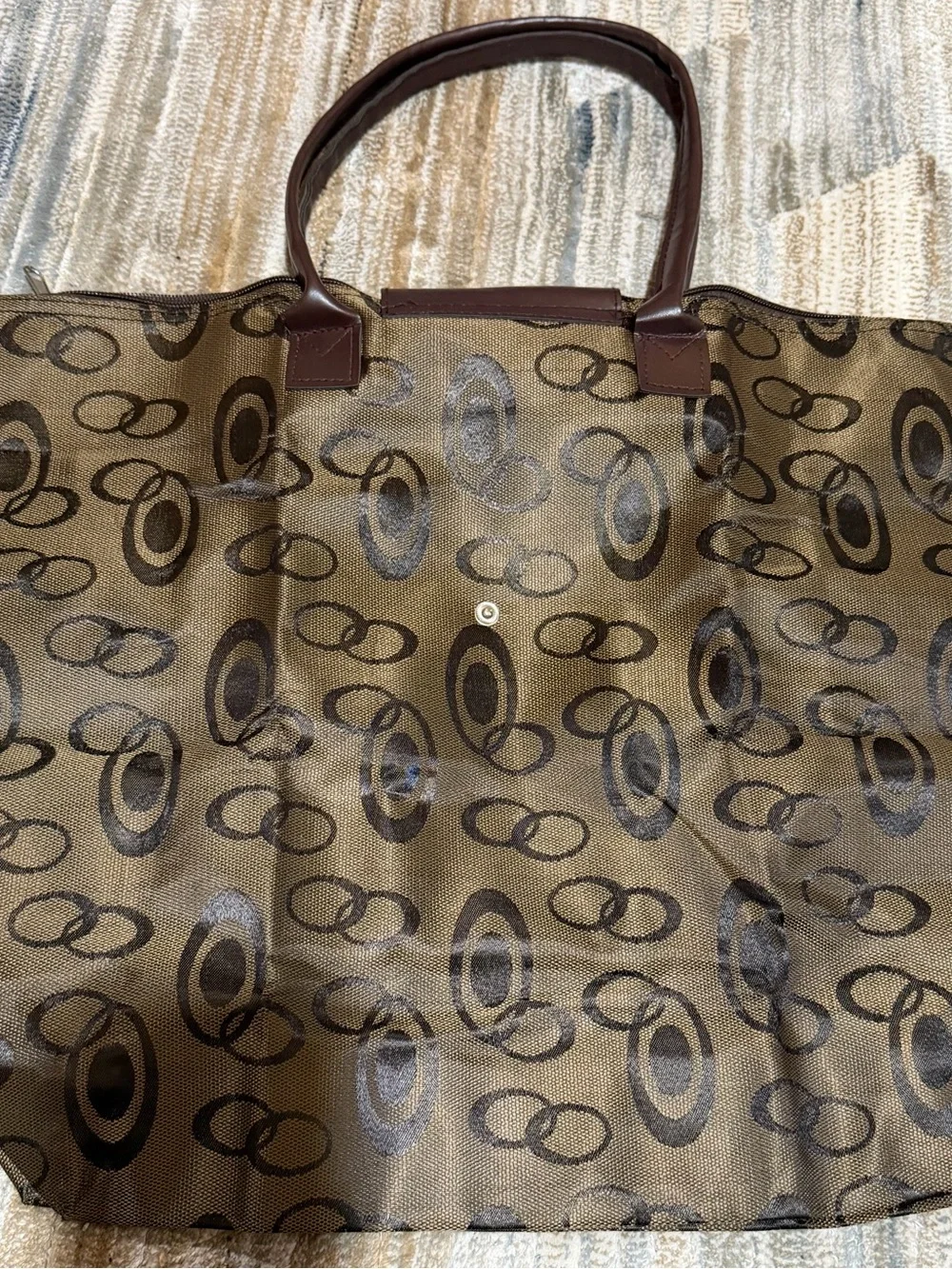 Brown Patterned Men's Tote Bag